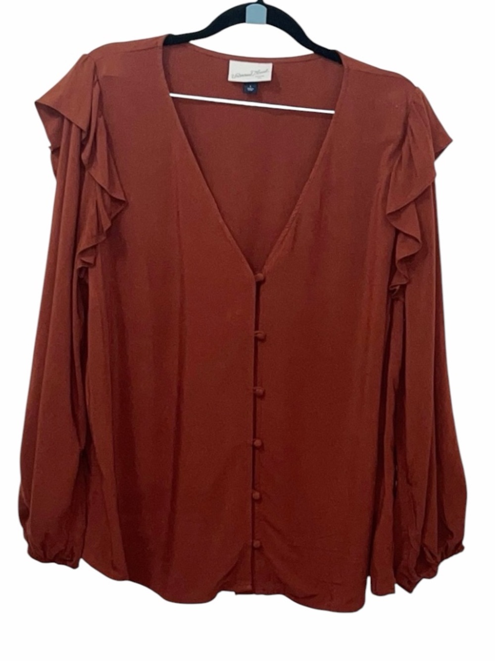 Rust colored button down shirt size Large - Picture 3 of 5
